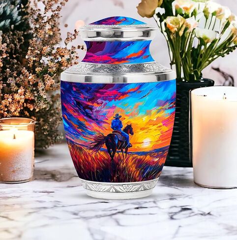 Cowboy Urn for Human Ashes - Cremation Urn for Dad and Adults (10 Inch, Pack of 1) in Saudi Arabia