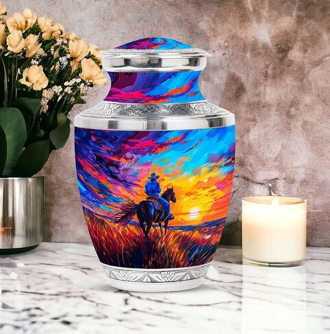 Cowboy Urn for Human Ashes - Cremation Urn for Dad and Adults (10 Inch, Pack of 1) in Saudi Arabia