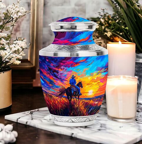 Cowboy Urn for Human Ashes - Cremation Urn for Dad and Adults (10 Inch, Pack of 1) in Saudi Arabia