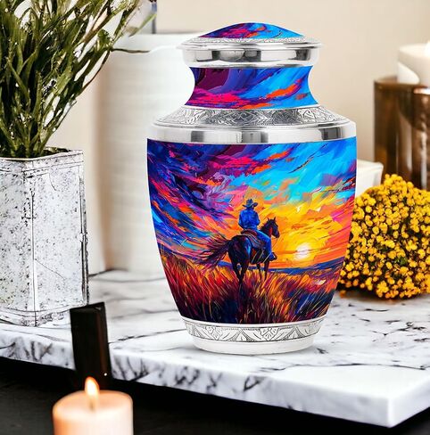 Cowboy Urn for Human Ashes - Cremation Urn for Dad and Adults (10 Inch, Pack of 1) in Saudi Arabia