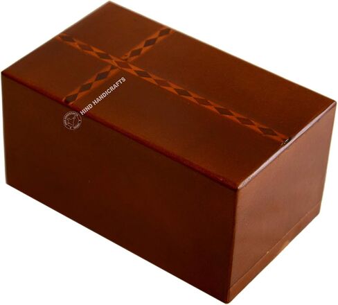 Wooden Cremation Urns for Human Ashes Adult Large (9" x 5.5" x 5", 180 Cu/in) – Handcrafted Hardwood Memorial Box with Cross – Maroon Funeral Burial Urn in Saudi Arabia