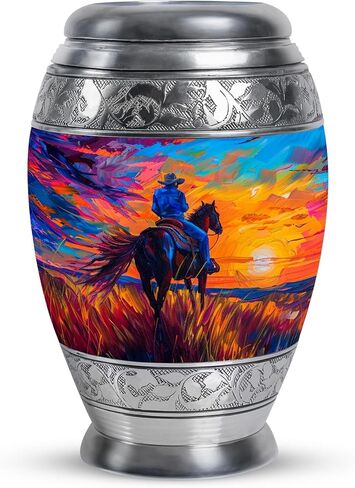 Cowboy Urn for Human Ashes - Cremation Urn for Dad and Adults (10 Inch, Pack of 1) in Saudi Arabia