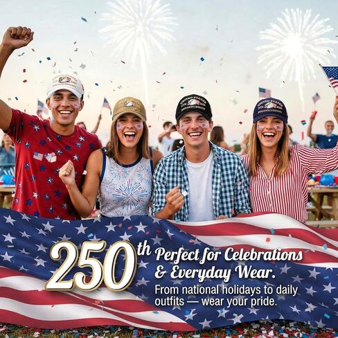 Hercicy 4 Pcs 250 Anniversary USA Hat, Adjustable 250 Year American Anniversary Hat 1776-2026 Patriotic Baseball Cap with Embroidery Flag in Saudi Arabia