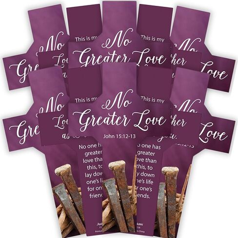 Needzo Lent المرجعية وبطاقة الصلاة، صليب لا حب أكبر، مادة البطاقات، هدايا دينية، 6 بوصات (عبوة من 10) in Kuwait