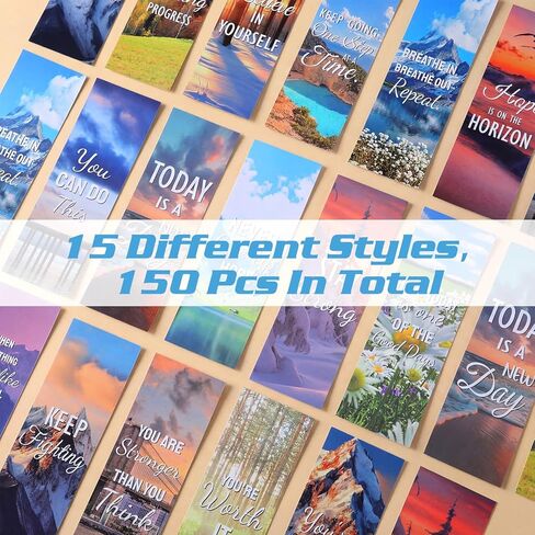 150 Pcs Motivational Affirmation Bookmarks Bulk Sobriety Recovery Encouragement Landscape Bookmarks 2 x 6'' Inspirational Positive Quotes Gift for Addiction Recovery Men Women in Saudi Arabia