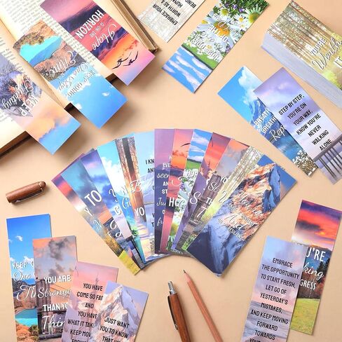 150 Pcs Motivational Affirmation Bookmarks Bulk Sobriety Recovery Encouragement Landscape Bookmarks 2 x 6'' Inspirational Positive Quotes Gift for Addiction Recovery Men Women in Saudi Arabia