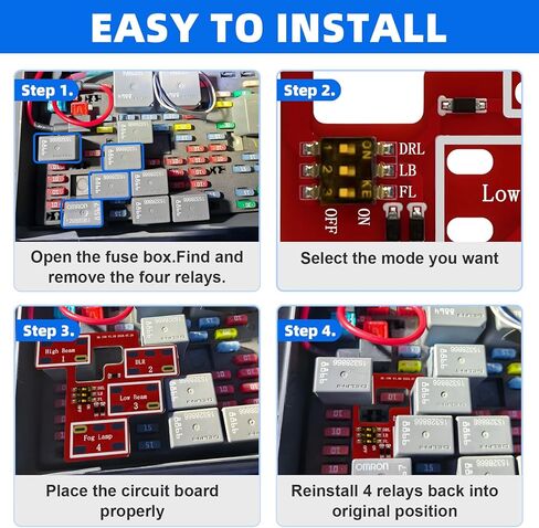 Light Module 6 High Mod ＆ 8 High Mod For Gm Low Beams DRL Fog Lights Stay On with High Beams, For 2003-2007 Chevy Silverado & Sierra 1500/2500/3500 Classic（Red） in Kuwait