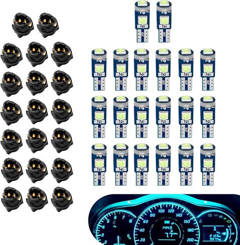 Shakas 20Pcs 74 LED Lights for Car Dashboard, T5 37 74 LED Bulb with Twist Lock Socket, Vehicle Center Console Indicator Replacement Bulb Sets, for Most Vehicles (White) in Saudi Arabia