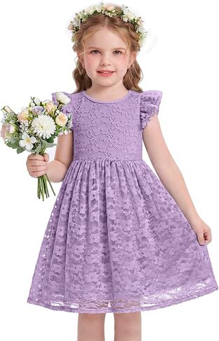 Arshiner Flower Girl Dress Toddler Lace Tutu Ruffle Sleeve Wedding Birthday Party Tulle Dresses in Saudi Arabia