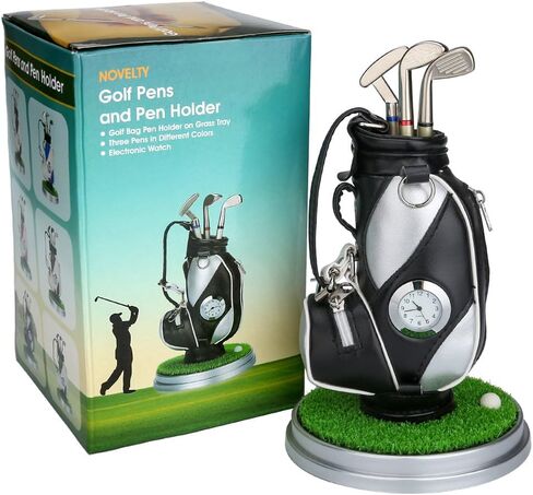 10L0L Gift for Men, Golf Pen Holder Desk Accessories for Golfers, 3 Club Pens Mini Gold Bag Office Decor, Funny Stocking Stuffers on Birthday, Christmas, Fathers Day (Golf Bag) in Saudi Arabia