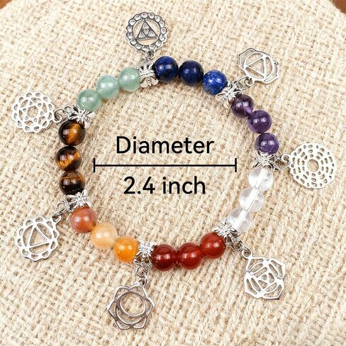 7 Chakra Healing Bracelet with Natural stones for Energy Healing & Balance, Stretch Beaded Jewelry for Energy Balance, Meditation, Yoga, Gift for Women in Saudi Arabia