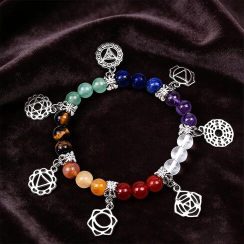 7 Chakra Healing Bracelet with Natural stones for Energy Healing & Balance, Stretch Beaded Jewelry for Energy Balance, Meditation, Yoga, Gift for Women in Saudi Arabia