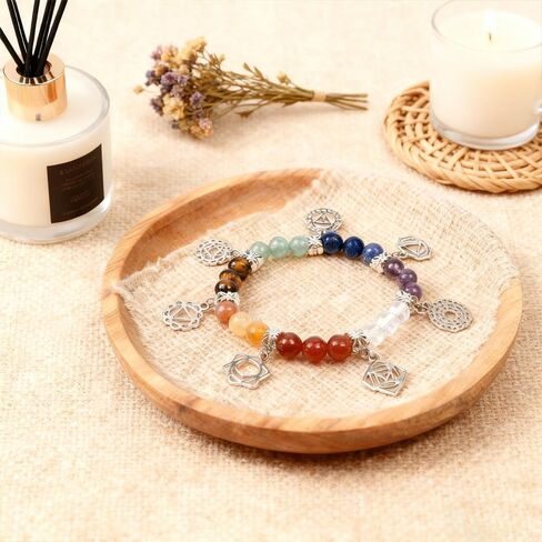 7 Chakra Healing Bracelet with Natural stones for Energy Healing & Balance, Stretch Beaded Jewelry for Energy Balance, Meditation, Yoga, Gift for Women in Saudi Arabia