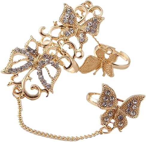 CZ Butterfly Ring Bracelet for Women Dainty Slave Hand Chain Harness Bangle Boho Gypsy Bollywood Wedding Cosplay Retro Party Y2K Jewelry 1 Piece in Saudi Arabia
