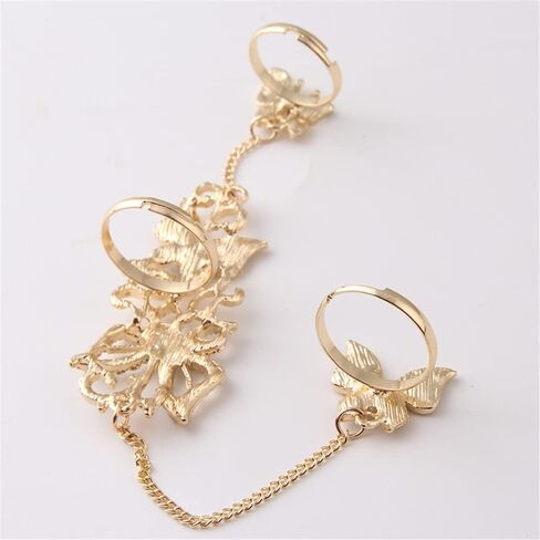 CZ Butterfly Ring Bracelet for Women Dainty Slave Hand Chain Harness Bangle Boho Gypsy Bollywood Wedding Cosplay Retro Party Y2K Jewelry 1 Piece in Saudi Arabia