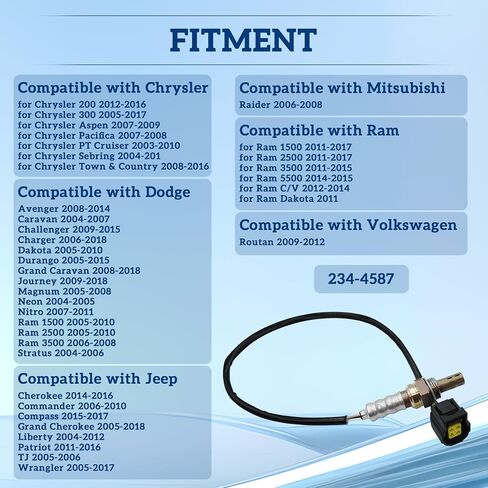 مستشعر الأكسجين المنبع المصب 2 قطعة: مناسب لكرايسلر 300 أسبن لدودج رام تشالنجر داكوتا دورانجو جراند كارافان رحلة نيون أفنجر لجيب كوماندر شيروكي رانجلر استبدال 234-4587 in Kuwait