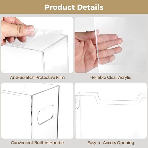 Acrylic File Folder Organizer, Clear Hanging File Organizer Box for Letter Size, Desktop File Holder with Handles, Slim Filing Storage Box for Desk Office Home Work, 12.2 x 9.4 x 3.5 in in Saudi Arabia