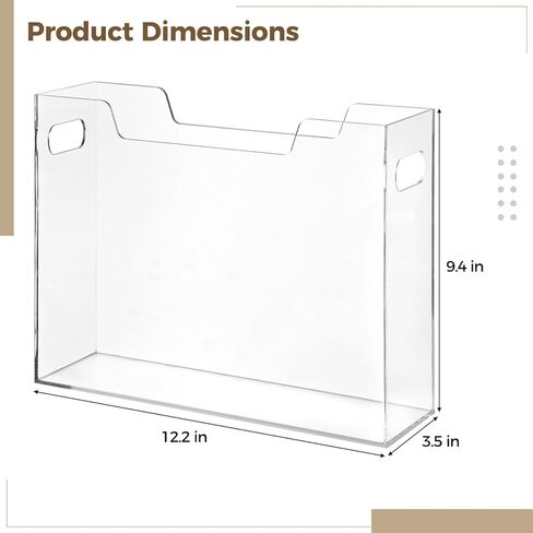 Acrylic File Folder Organizer, Clear Hanging File Organizer Box for Letter Size, Desktop File Holder with Handles, Slim Filing Storage Box for Desk Office Home Work, 12.2 x 9.4 x 3.5 in in Saudi Arabia