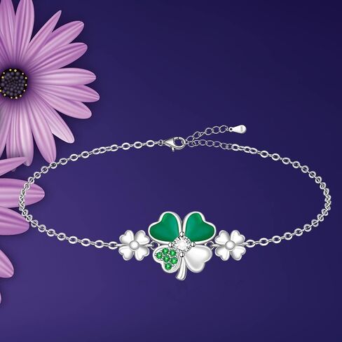 Good Luck Four Leaf Clover Bracelet for Women Friends Green St Patricks Day Gifts Irish Jewelry Shamrock Bracelets Sterling Silver in Saudi Arabia
