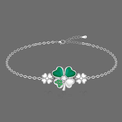 Good Luck Four Leaf Clover Bracelet for Women Friends Green St Patricks Day Gifts Irish Jewelry Shamrock Bracelets Sterling Silver in Saudi Arabia