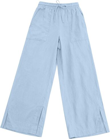 Linen Pants Women Summer Lounge Beach Vacation Flowy Palazzo Trousers Boho Travel Pant Comfy Plus Size Cotton Clothes in Saudi Arabia
