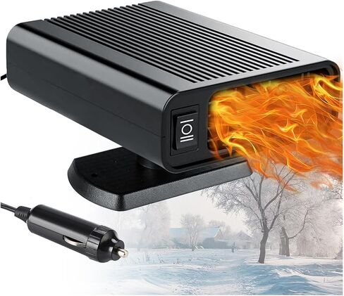 Portable Car Heater 12V 150W – 2-in-1 Cold and Hot Air Defroster with 360-Degree Base Rotation, Fast Heating Fan for Windshield Defogging, Plug-in Auto Heater for Winter Driving in Kuwait