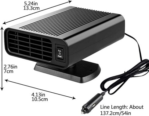 Portable Car Heater 12V 150W – 2-in-1 Cold and Hot Air Defroster with 360-Degree Base Rotation, Fast Heating Fan for Windshield Defogging, Plug-in Auto Heater for Winter Driving in Kuwait