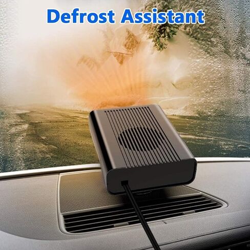Portable Car Heater 12V 150W – 2-in-1 Cold and Hot Air Defroster with 360-Degree Base Rotation, Fast Heating Fan for Windshield Defogging, Plug-in Auto Heater for Winter Driving in Kuwait