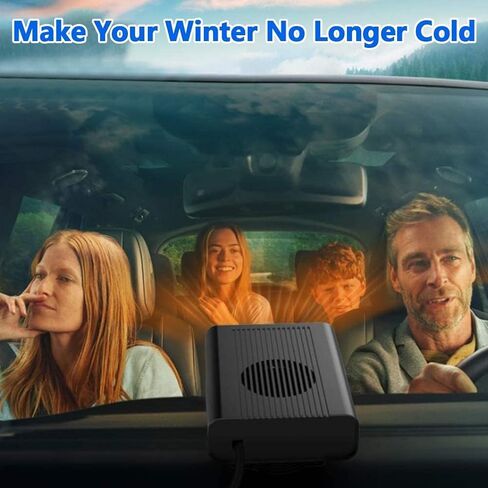 Portable Car Heater 12V 150W – 2-in-1 Cold and Hot Air Defroster with 360-Degree Base Rotation, Fast Heating Fan for Windshield Defogging, Plug-in Auto Heater for Winter Driving in Kuwait
