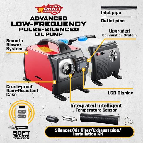 [إصدار 2026] سخان ديزل 8 كيلو وات، 110 فولت/12 فولت الكل في واحد سخان هواء ديزل محمول مع شاشة ترموستات LCD وجهاز تحكم عن بعد للشاحنات ومقطورة السيارة والقارب والمنزل المتنقل (8 كيلو وات) in Kuwait