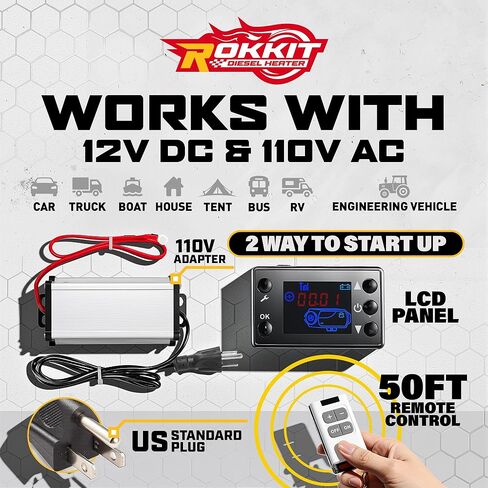 [إصدار 2026] سخان ديزل 8 كيلو وات، 110 فولت/12 فولت الكل في واحد سخان هواء ديزل محمول مع شاشة ترموستات LCD وجهاز تحكم عن بعد للشاحنات ومقطورة السيارة والقارب والمنزل المتنقل (8 كيلو وات) in Kuwait