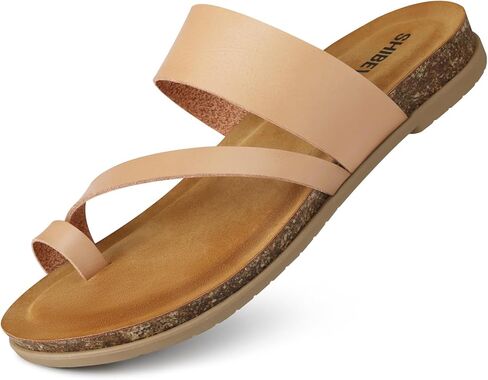 SHIBEVER Women's Flip Flops Sandals: Comfortable Dressy Cork Footbed Arch Support Slip On Ring Toe Thong Walking Sandals in Saudi Arabia