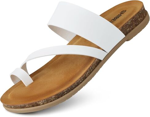 SHIBEVER Women's Flip Flops Sandals: Comfortable Dressy Cork Footbed Arch Support Slip On Ring Toe Thong Walking Sandals in Saudi Arabia