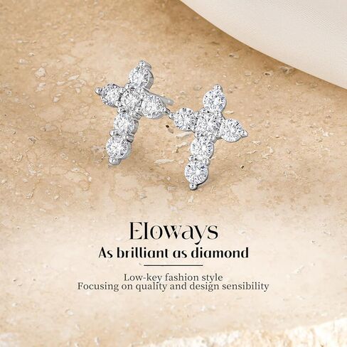 Moissanite Cross Stud Earrings, 1.27Ct, Round Cut D Color, VVS1 S925 Sterling Silver Moissanite Earrings, Valentines Anniversary Birthday Mothers Day Jewelry Christian Gifts in Saudi Arabia
