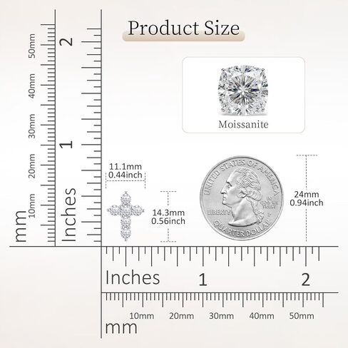 Moissanite Cross Stud Earrings, 1.27Ct, Round Cut D Color, VVS1 S925 Sterling Silver Moissanite Earrings, Valentines Anniversary Birthday Mothers Day Jewelry Christian Gifts in Saudi Arabia
