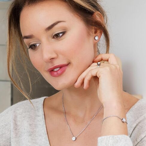 Blomdahl | Hypoallergenic | Silver Titanium Grand Bezel 8mm Crystal Stud Earrings | Best Choice For Sensitive Ears in Saudi Arabia