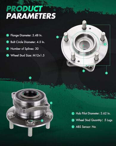 SCITOO 2 x Front Wheel Hub and Bearing Assembly Front for Hyundai Sonata 2015-2019,for Tucson 2016-2019,for Kia Cadenza 2017-2019,for Optima 2016-2019,for Sportage 2017-2019 513374 5 Lugs in Saudi Arabia
