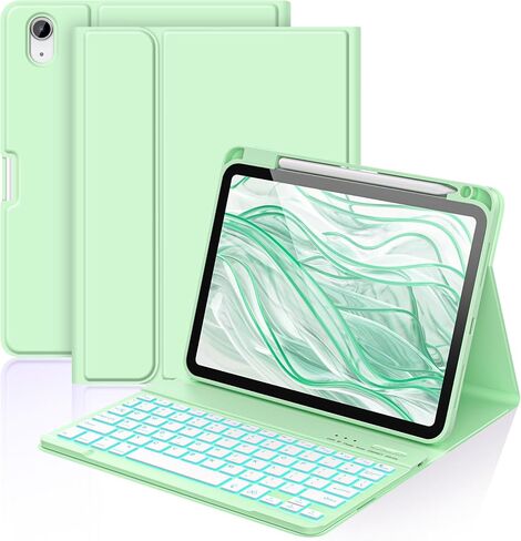 aMZCaSE for iPad 10th Generation case with keyboard10.9 inch (2022),7 Color Backlight,Keyboard Case for iPad 10th Generation with Wireless Detachable Keyboard & Pencil Holder,Model: A2696 A2757 A2777 in Kuwait