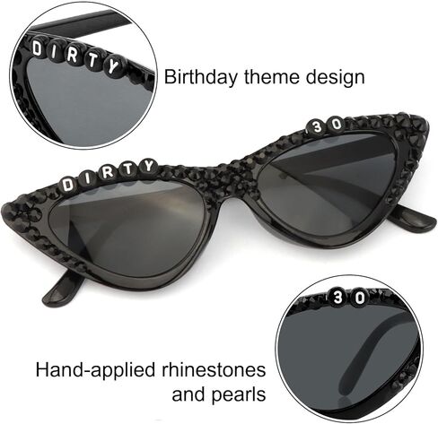 CUBACO 30 Birthday Decorations for Women, 30th Birthday Decorations for Her Gifts for 30 Year Old Woman Dirty 30 Sunglasses and Sash Party Accessories Favors Supplies for Women in Kuwait