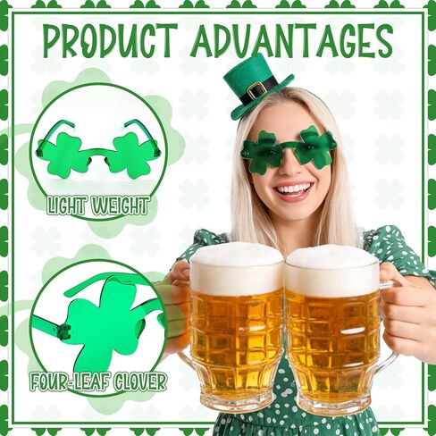FR St. Patrick’s Day Shamrock Sunglasses Irish Leaves Green Leprechaun Costume Glasses St. Patrick’s Party Decorations in Saudi Arabia