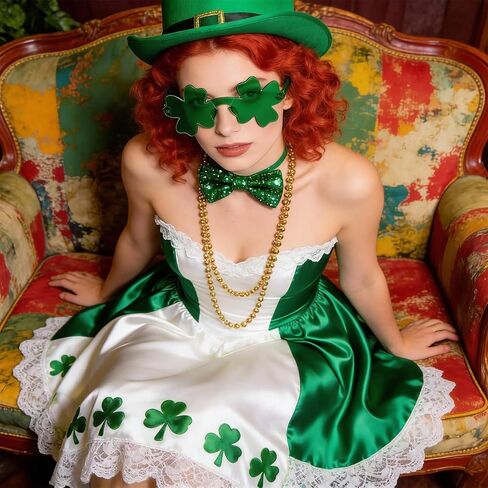 FR St. Patrick’s Day Shamrock Sunglasses Irish Leaves Green Leprechaun Costume Glasses St. Patrick’s Party Decorations in Saudi Arabia
