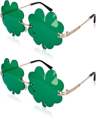 نظارات شمسية FR St. Patrick's Day Shamrock النظارات الشمسية الأيرلندية ذات الأوراق الخضراء Leprechaun زي نظارات زينة حفلات القديس باتريك in Saudi Arabia