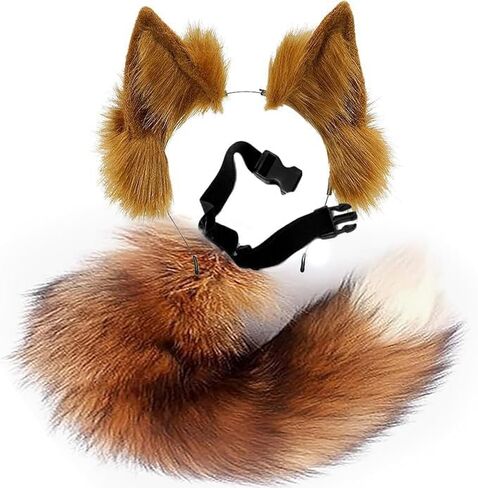 Valpeak Fox Ears and Tail Set Furry Cat Ear Wolf Tail Cosplay Costume Over 1 Years Old in Kuwait