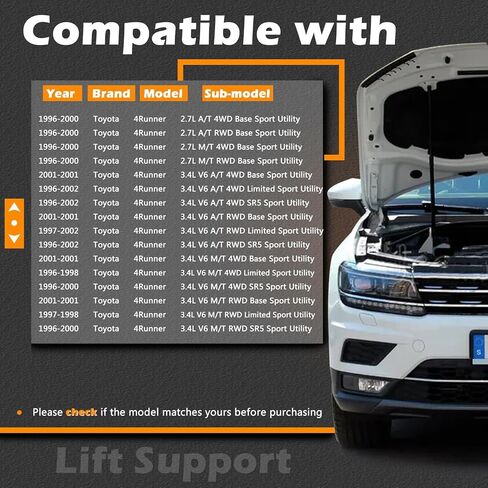 2 Pcs 23.96 in Liftgate Trunk Struts Lift Supports Compatible with Toyota 96-02 4Runner Shock Gas Spring Cylinder Rear Back Tailgate Hatch Replaces 6890735010 6890735020 6890835010 6890835020 in Saudi Arabia