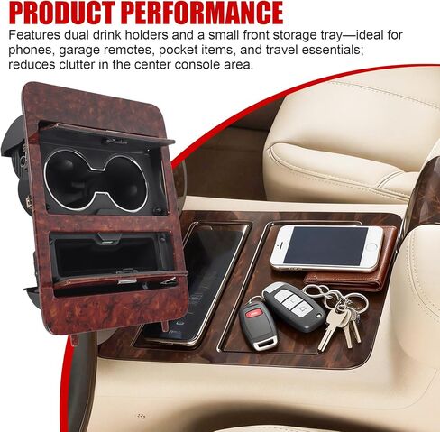Woodgrain Center Console Cup Holder Storage Compatible with 2007-2014 Chevy Silverado/GMC Sierra/Cadillac Escalade Full Size GM Trucks Replaces for 23164631 in Kuwait