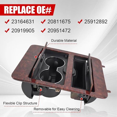 Woodgrain Center Console Cup Holder Storage Compatible with 2007-2014 Chevy Silverado/GMC Sierra/Cadillac Escalade Full Size GM Trucks Replaces for 23164631 in Kuwait
