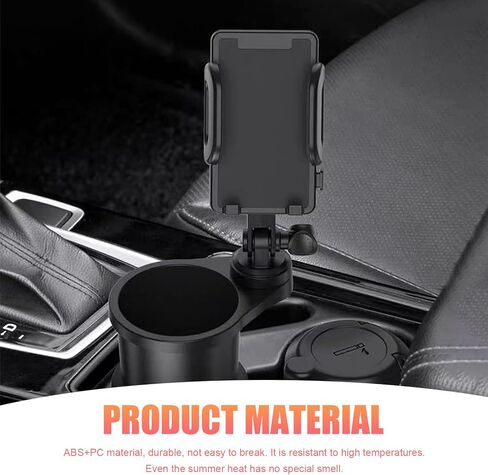 Car Cup Holder Mobile Phone Rack, Multi-Function 2 in 1 Cup Holder Expander, 360 Degrees Rotatable Automotive Phones Mount, Universal for Most Cars, Trucks, SUVs (Black) in Kuwait