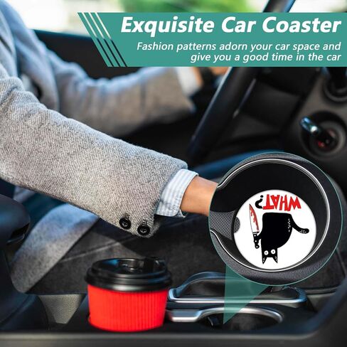2 Pack Car Cup Holder Coasters - Black Cat Absorbent Ceramic Coaster, Car Coasters for Cup Holders, Car Interior Accessories for Women Men in Saudi Arabia