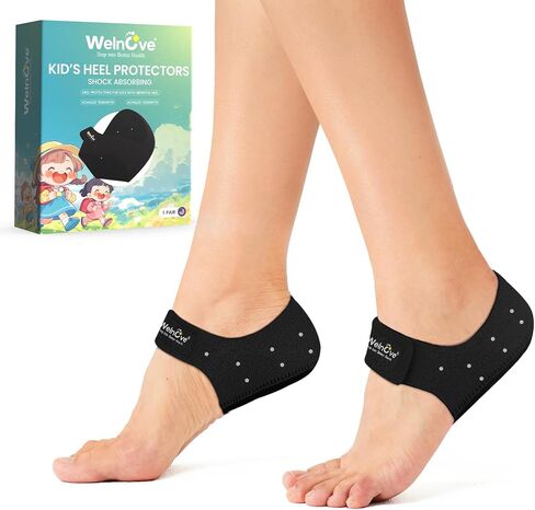 Kids Heel Protectors Cups for Shoes - Welnove Lightweight Silicone Gel Heel Cups for Child & Teen - Shoe Cushion Inserts Pads for Sever's Disease, Plantar Fasciitis, Heels Spurs (Kid's Size 3-7) in Saudi Arabia