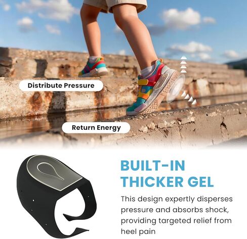 Kids Heel Protectors Cups for Shoes - Welnove Lightweight Silicone Gel Heel Cups for Child & Teen - Shoe Cushion Inserts Pads for Sever's Disease, Plantar Fasciitis, Heels Spurs (Kid's Size 3-7) in Saudi Arabia